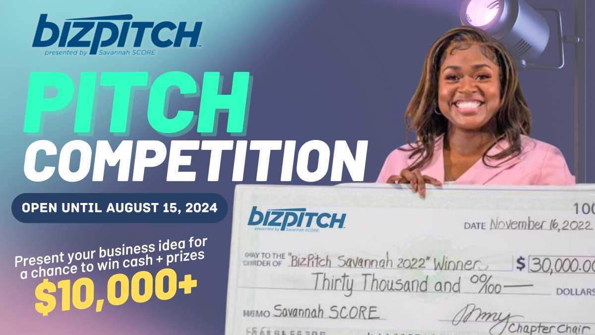 creativecoast: REMINDER: the application deadline for the Savannah <a href="/SCOREMentors/">SCORE Mentors</a> “BizPitch Savannah™” 2024 Entrepreneurial Competition is August 15!

Learn more here: loom.ly/Zvuc6Nc 
x.com/creativecoast/…