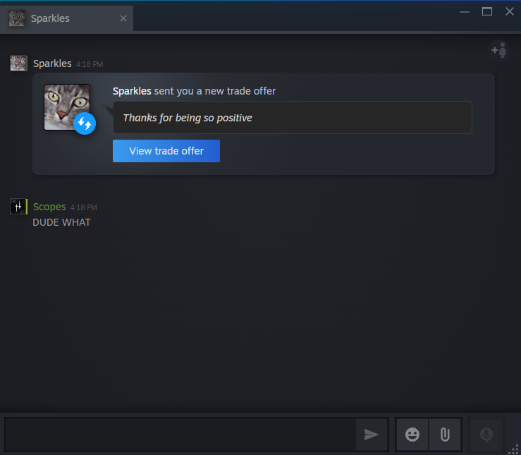 Just ran into Sparkles in-game &amp; he gifted me this for being positive... Can't believe it 🥲