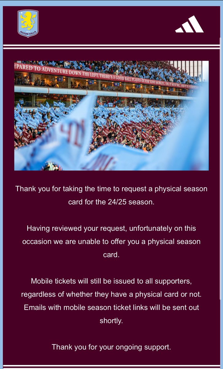 Great customer service as always <a href="/AVFCSupport/">AVFC Support</a> <a href="/AVFCOfficial/">Aston Villa</a> 

🤷‍♂️ #AVFC