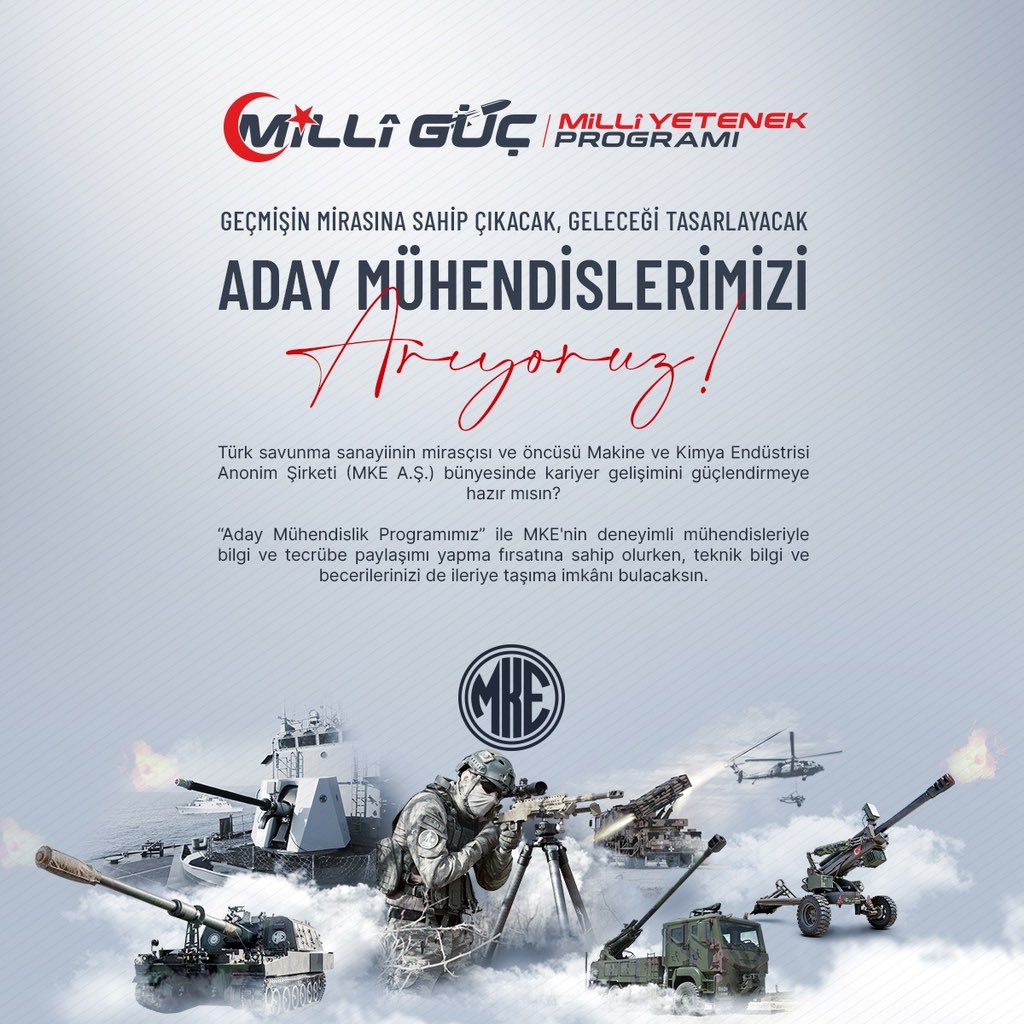 bukariyer's tweet photo. "Milli Güç Milli Yetenek Aday Mühendislik Programı" başvuruları başlamıştır.

https://t.co/CRI5iX4wK1 https://t.co/wdzlZQv0Jc