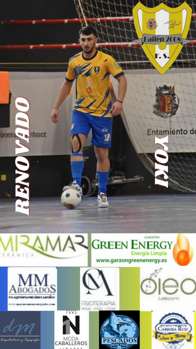 Bailen2008_FS's tweet photo. 🟡 RENOVACIÓN 🔵 
Anunciamos la renovación de uno de los jugadores más importantes en los últimos años @jesusyoki12 que seguirá con nosotros por 3° año consecutivo, jugador todo terreno ,experimentado y que nos hará disfrutar a todos en el 28 de febrero https://t.co/6ioImKwV0S
