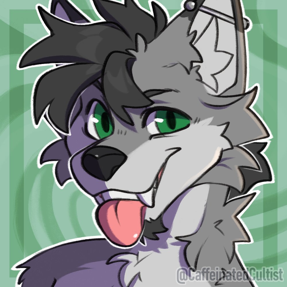 Love this cheeky blep icon of OllieWolf 💚 Art by: 🎨 Caffeinatedcultist