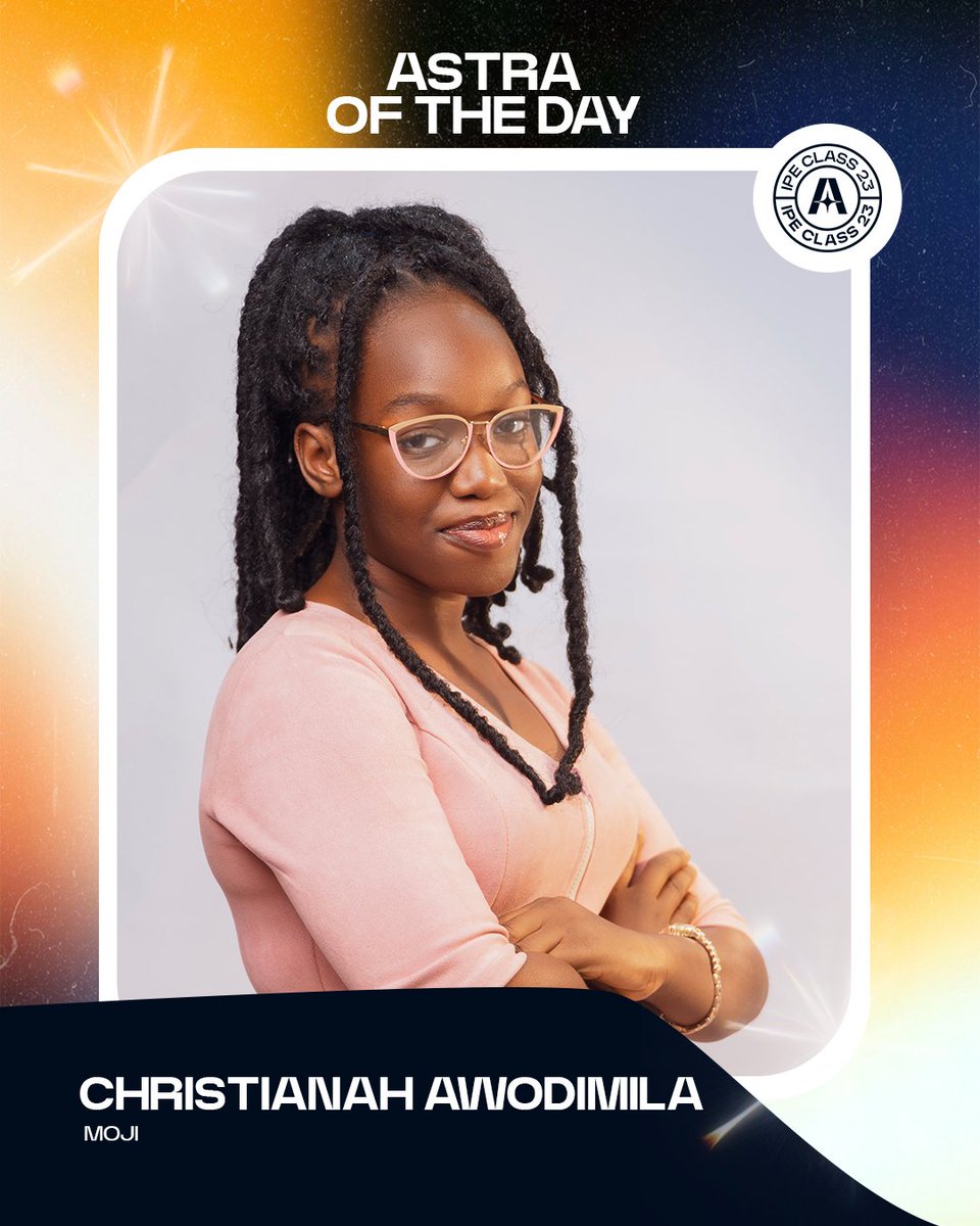 IPEClass23's tweet photo. Meet Christianah, ASTRA of the day 🌟

Christianah (p.k.a. MOJI) is hardworking, diligent, and resourceful. She is someone who is willing to help if she has the capacity. She is committed to whatever she wants to do and does not collect nonsense from anyone. 😂😂 https://t.co/oQZeOtRtaq