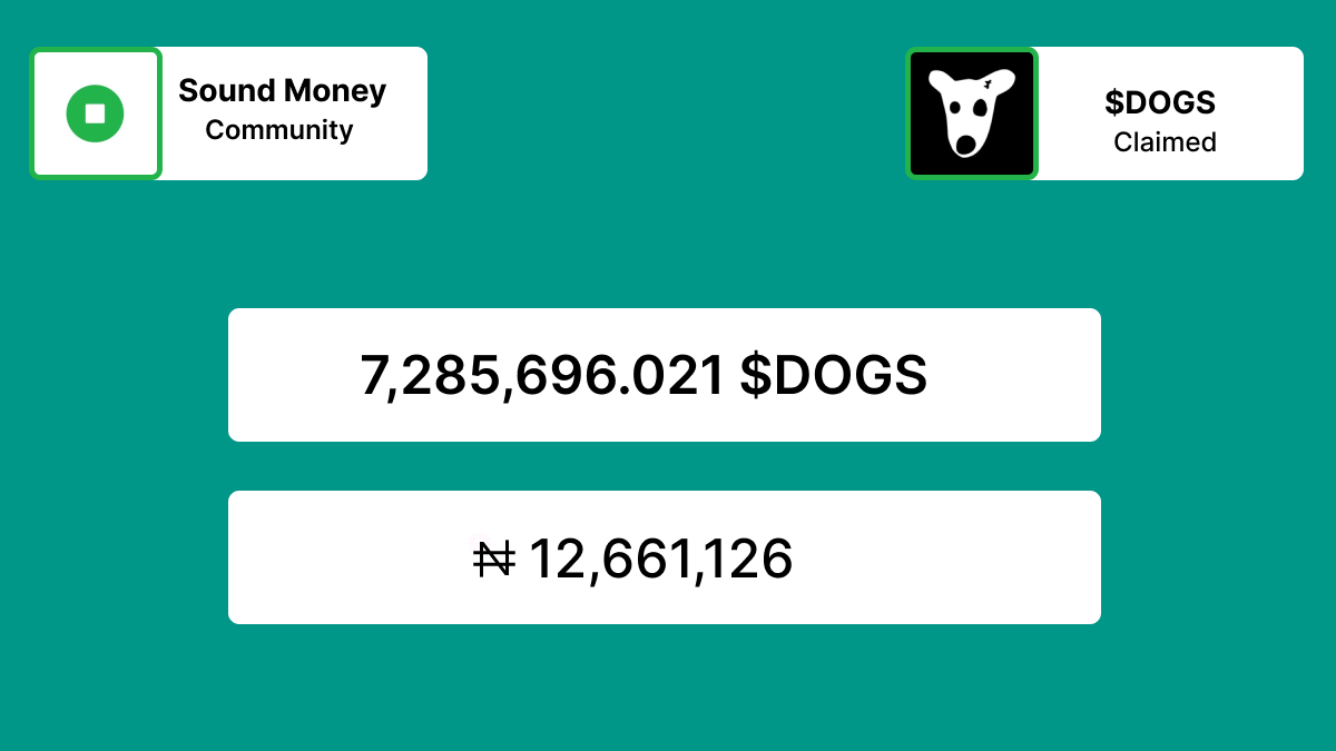 We kicked off claiming Airdrops as a community @SoundMoneyPTT  on August 2nd.

$DOGS was our first project.

We were collectively able to claim over 7 Million $DOGS tokens.

Congratulations to every member of Sound Money Earn.