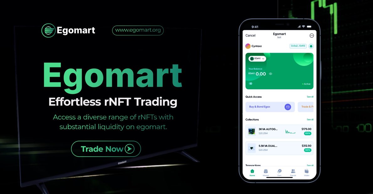 TheAbisolaa's tweet photo. Start trading now with Egomart Effortless rNFT, you can trade and make profit from price volatility! 

https://t.co/1DBS50vVqY

 #rNFTs #CryptoTrading https://t.co/2VYeizXu1K