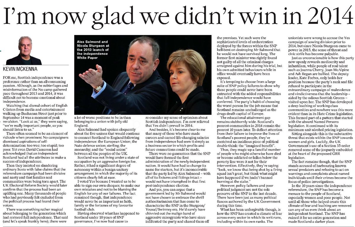 FOWingsScot's tweet image. Wow, this is some read

The legacy of the Sturgeon regime (2014-26) is that it's made folk fundamentally question the quality of our politics and the motivation of our politicians like never before

It's not so much "too wee, poor, or stupid", it's too sleekit vs too scunnered 😢