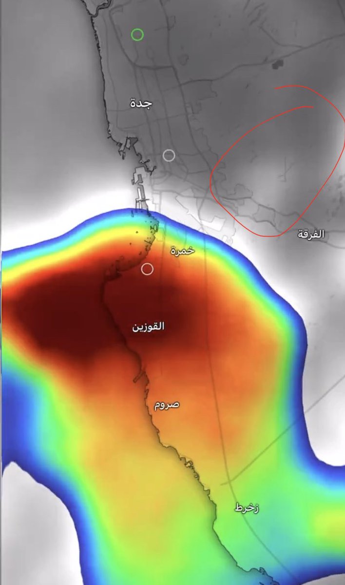 مشاء الله سحابه غزيره : القوزين 
التكونات الان بعد أمر الله يمكن تنفجر علا #جده ومكه 
والله اعلم.