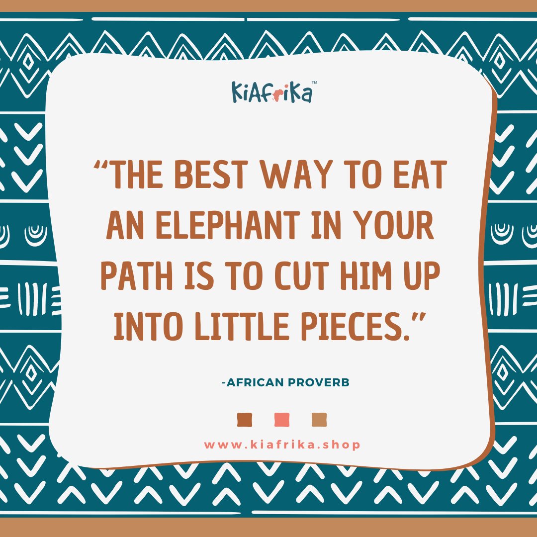 PROVERB TUESDAYS

This proverb teaches us that big challenges are best tackled one step at a time. No matter how overwhelming the task, breaking it down into smaller pieces makes it achievable. Take it slow, stay patient, and you'll get there!
#ProverbTuesdays  #Kiafrikashop