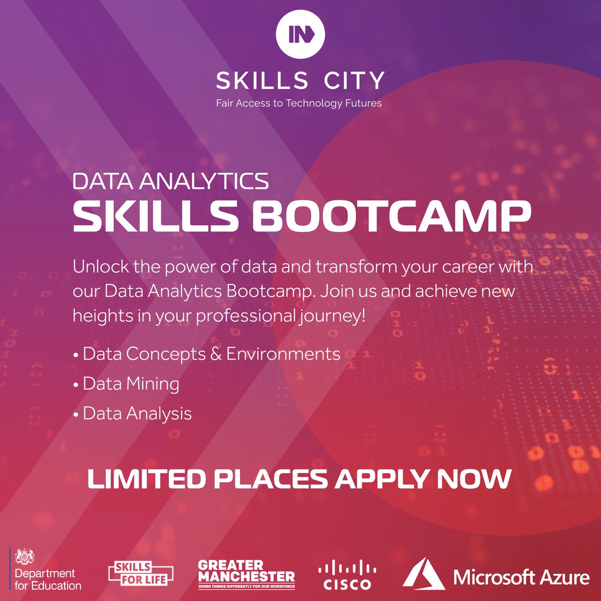 IN4_Group's tweet image. Boost your data skills with our free Data Analytics course in Greater Manchester. Learn from experts, gain insights, and make an impact.
🚀 Join now and elevate your career!
For Greater Manchester residents only.
Apply now! Limited places available.
➡️ apply.skills-city.com