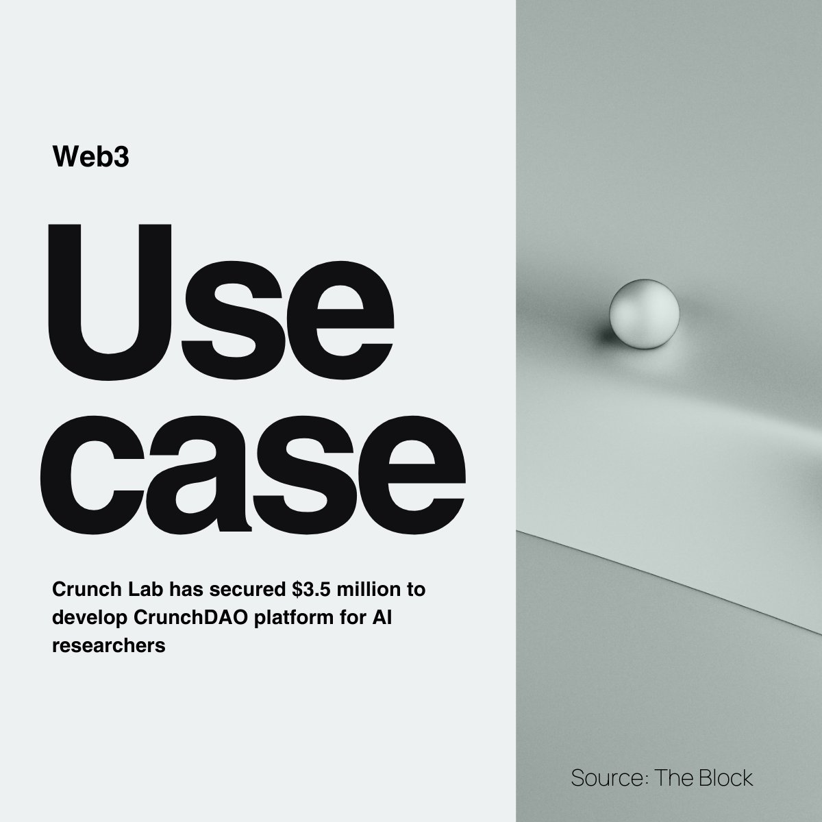 Great example of how decentralized tech could transform research and collaboration models.  <a href="/CrunchLabHQ/">Crunch Lab</a> has secured $3.5M in seed funding led by @multicoincap to develop CrunchDAO, which integrates #Web3 into artificial intelligence research. 
🖱️t.ly/XVo3D