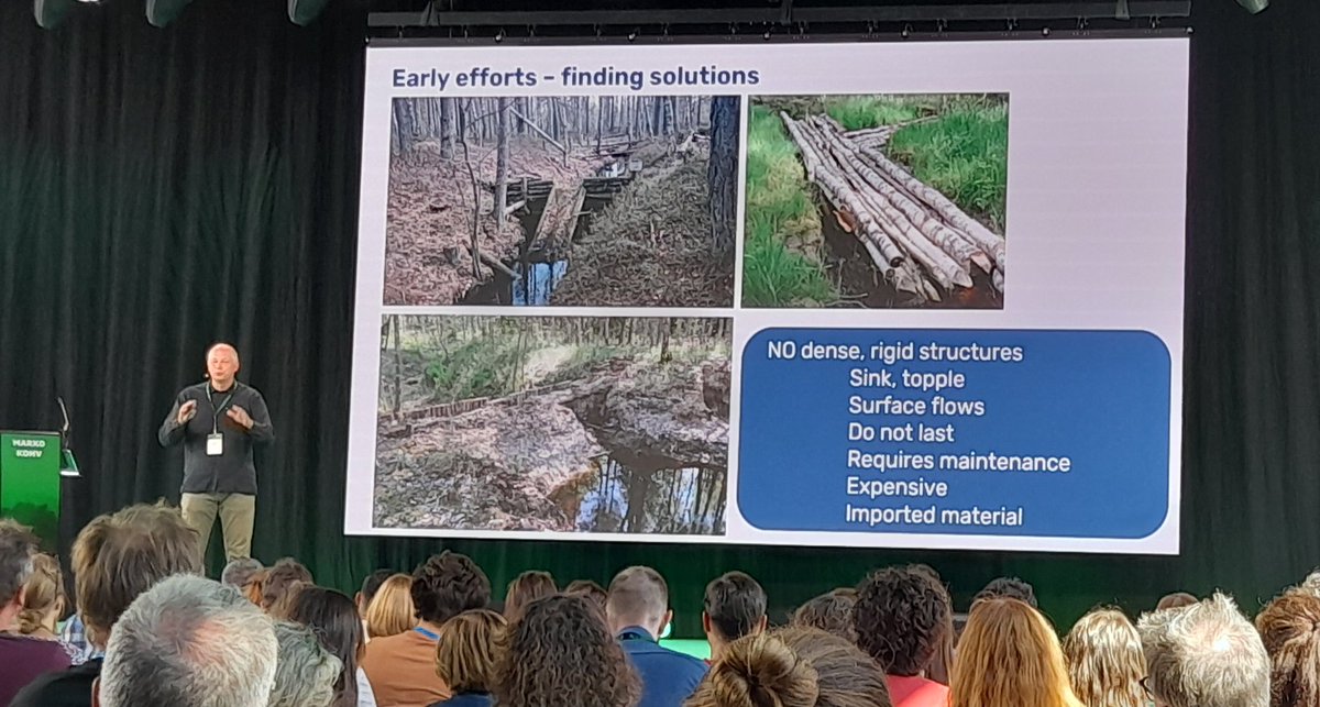 Peatland restoration in Estonia; engineering solutions don't work. Soft solutions utilising the peat to block drains. Same learning, different places.
#SERA2024 #EcologicalRestoration