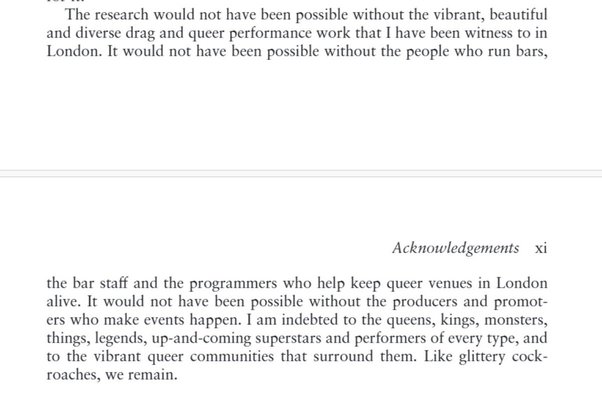 Dr Joe Parslow (@joeparslow) on Twitter photo My first book, Their Majesty: Drag Performance and Queer Communities in London, is published today.
Pictures: cover & last paragraph of acknowledgements.
You can find more info here, and also buy copies and e-books: routledge.com/Their-Majesty-…
<a href="/CSSD_Research/">Research@Central</a> <a href="/routledgebooks/">Routledge Books</a> My first book, Their Majesty: Drag Performance and Queer Communities in London, is published today.
Pictures: cover & last paragraph of acknowledgements.
You can find more info here, and also buy copies and e-books: routledge.com/Their-Majesty-…
<a href="/CSSD_Research/">Research@Central</a> <a href="/routledgebooks/">Routledge Books</a>