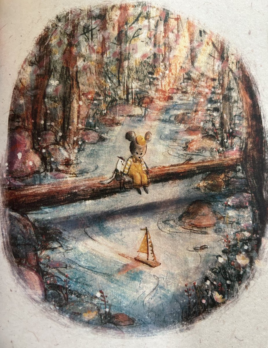 #NewIllustrationoftheDay. By Birgitta Sif from Wherever You Go, My Love Will Follow, charming collection of 8 picturebooks in one volume - life lessons for her daughters. Richly textured, dreamlike outdoor scene with mouse. ⁦Out 29 Aug <a href="/publishing_cat/">Magic Cat Publishing</a>⁩. ⁦<a href="/birgittasif/">Birgitta Sif</a>⁩