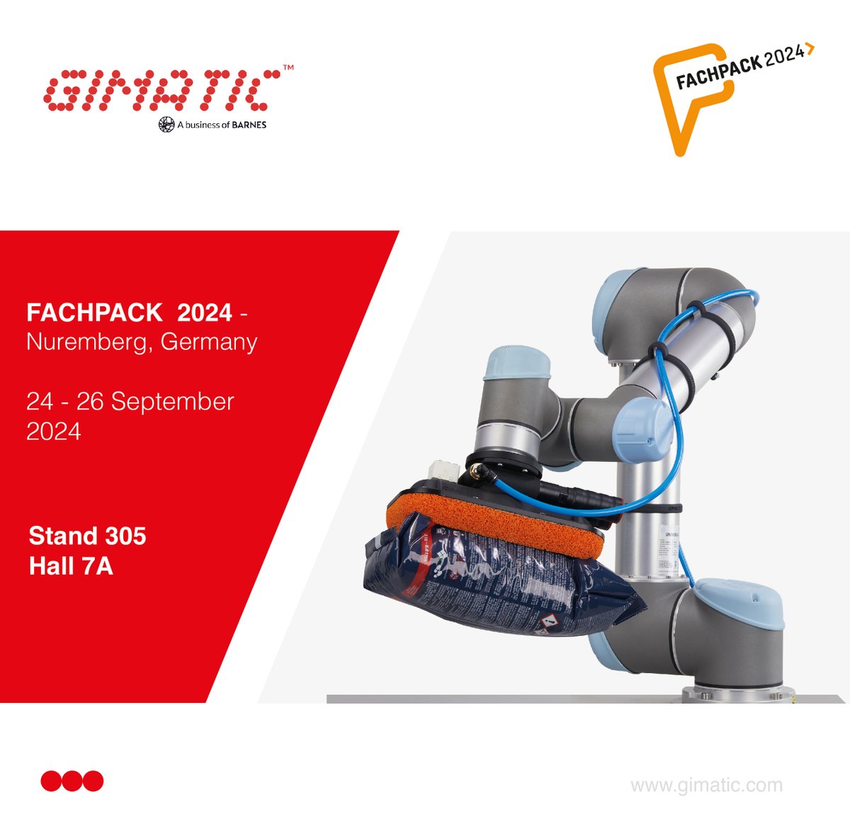📣 𝗙𝗮𝗰𝗵𝗽𝗮𝗰𝗸 𝗶𝘀 𝗹𝗲𝘀𝘀 𝘁𝗵𝗮𝗻 𝗼𝗻𝗲 𝗺𝗼𝗻𝘁𝗵 𝗮𝘄𝗮𝘆- 𝗦𝗮𝘃𝗲 𝘁𝗵𝗲 𝗗𝗮𝘁𝗲!
Recharge &amp; Reimagine Your Packaging with Gimatic.

📅 24-26 September
📍 Hall: 7A Booth: 305

gimatic.com

#Fachpack #PackagingAutomation #Robotics #gimatic