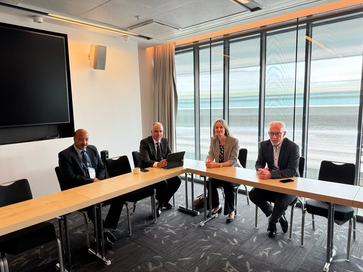 MwriEgypt's tweet image. On the sidelines of H.E.’s participation in the activities of World Water Week in the Swedish capital, Stockholm, Prof. Dr. @HaniSewilam, Minister of Water Resources and Irrigation and Chairman of the African Ministers Council on Water (#AMCOW), met with Ms. Mette Vestergaard,