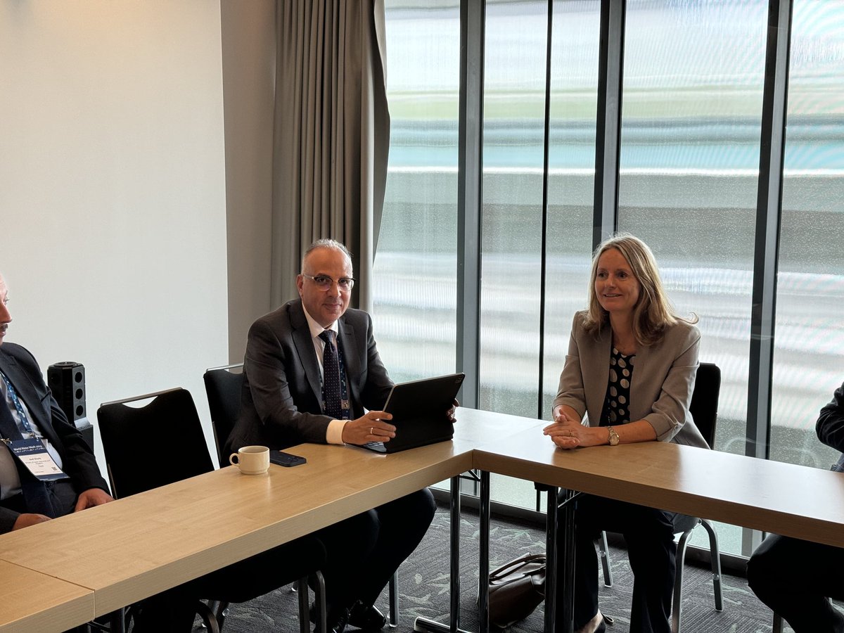 MwriEgypt's tweet image. On the sidelines of H.E.’s participation in the activities of World Water Week in the Swedish capital, Stockholm, Prof. Dr. @HaniSewilam, Minister of Water Resources and Irrigation and Chairman of the African Ministers Council on Water (#AMCOW), met with Ms. Mette Vestergaard,