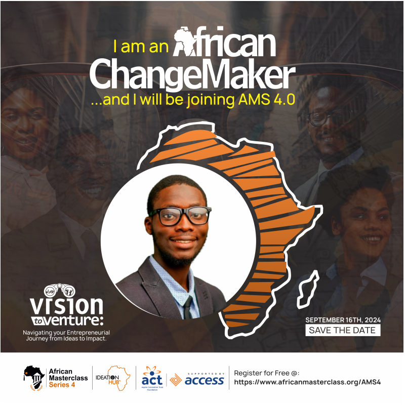 The_Akowekowura's tweet photo. As a visionary student leader and growth enthusiast who is passionate about making positive impact on youths.
I will be a part of Africa's Foremost Online Bootcamp for Social Innovators and Changemakers.
#IdeationHubAfrica
#AMS4.0 https://t.co/WJg5q6ae2C