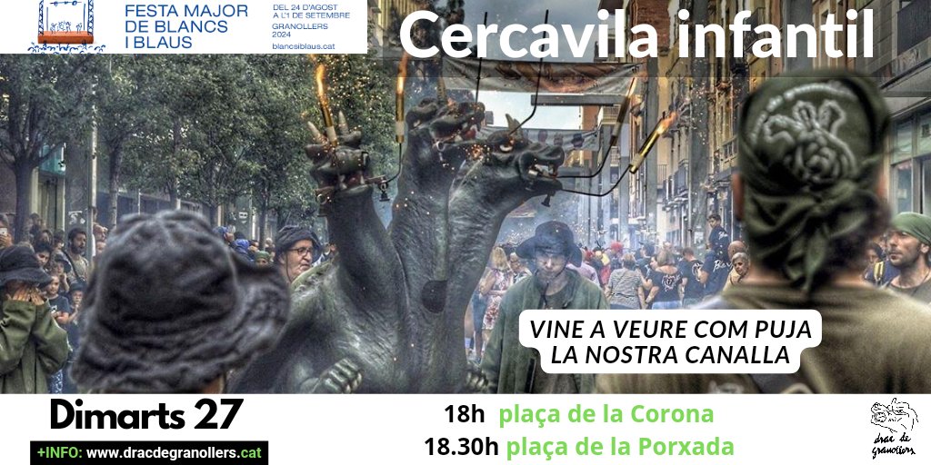 Vine a veure com puja la nostra canalla.
🗓️Avui
⏰18h cercavila infantil 
📍Plaça de la Corona 
🔥18.30h aprox. lluïment a la plaça de la Porxada