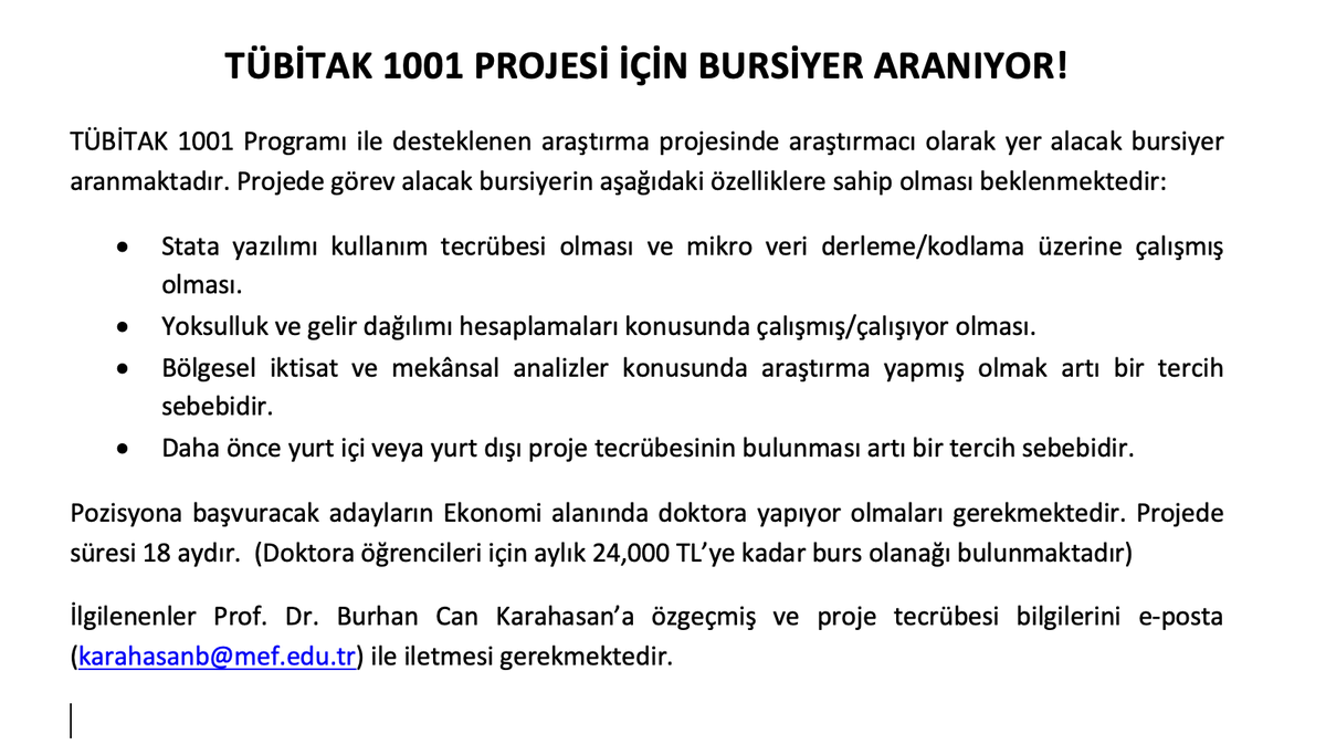 Yoksulluğun maddi olmayan boyutlarını mikro verilerle bölge ve mekan düzeyinde araştıracağımız Tübitak projemiz için bursiyer arıyoruz. İlgilenenler için bilgi ve iletişim 👇