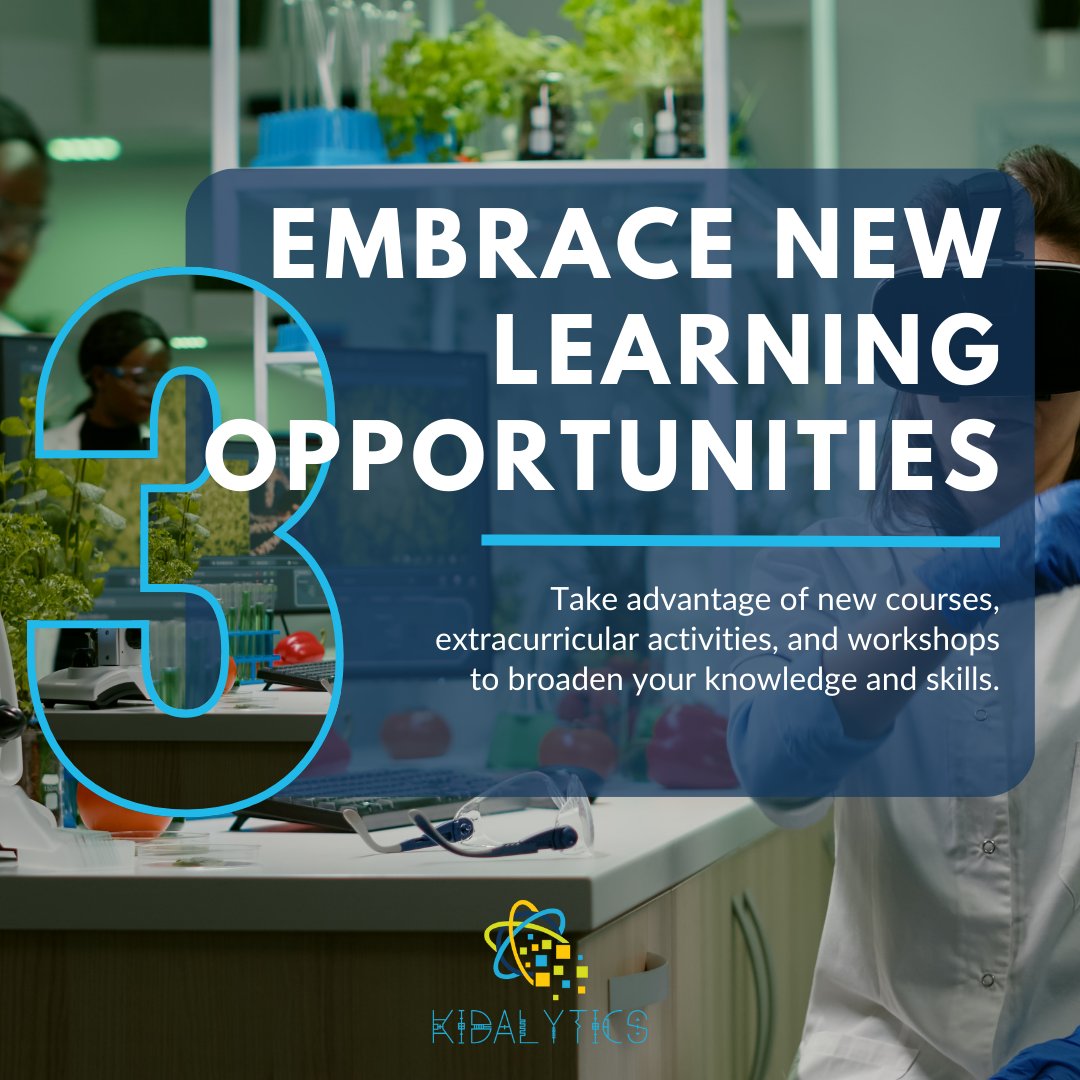 Starting the school year off with a plan is a plan to succeed.  Here are 3 tips that will help you chart your success.

🗂️Stay Organized!
👥Build a Support Network!
📚Embrace New Learning Opportunities!

#kidalytics #community #backtoschool #growthmindset #studentsuccess
