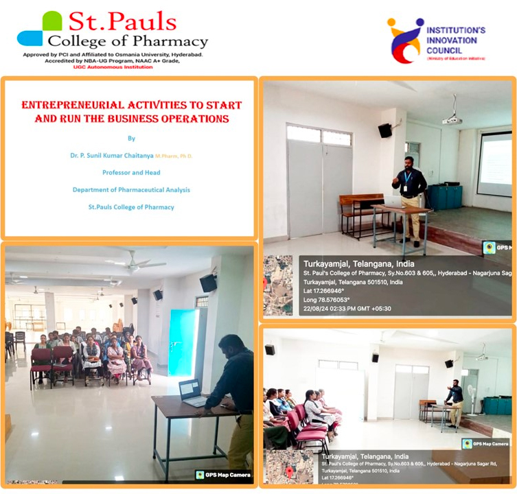 stpaulspharmacy's tweet image. On Aug 22nd 2024, the #IICcell of #StPauls conducted an #ImpactLecture on "ENTREPRENEURIAL ACTIVITIES TO START & RUN THE BUSINESS OPERATIONS" as part of its fourth-quarter #IIC #Events.
#Session #EntrepreneurialActivities #BusinessOperations #Innovation #Leader #Business #StartUp