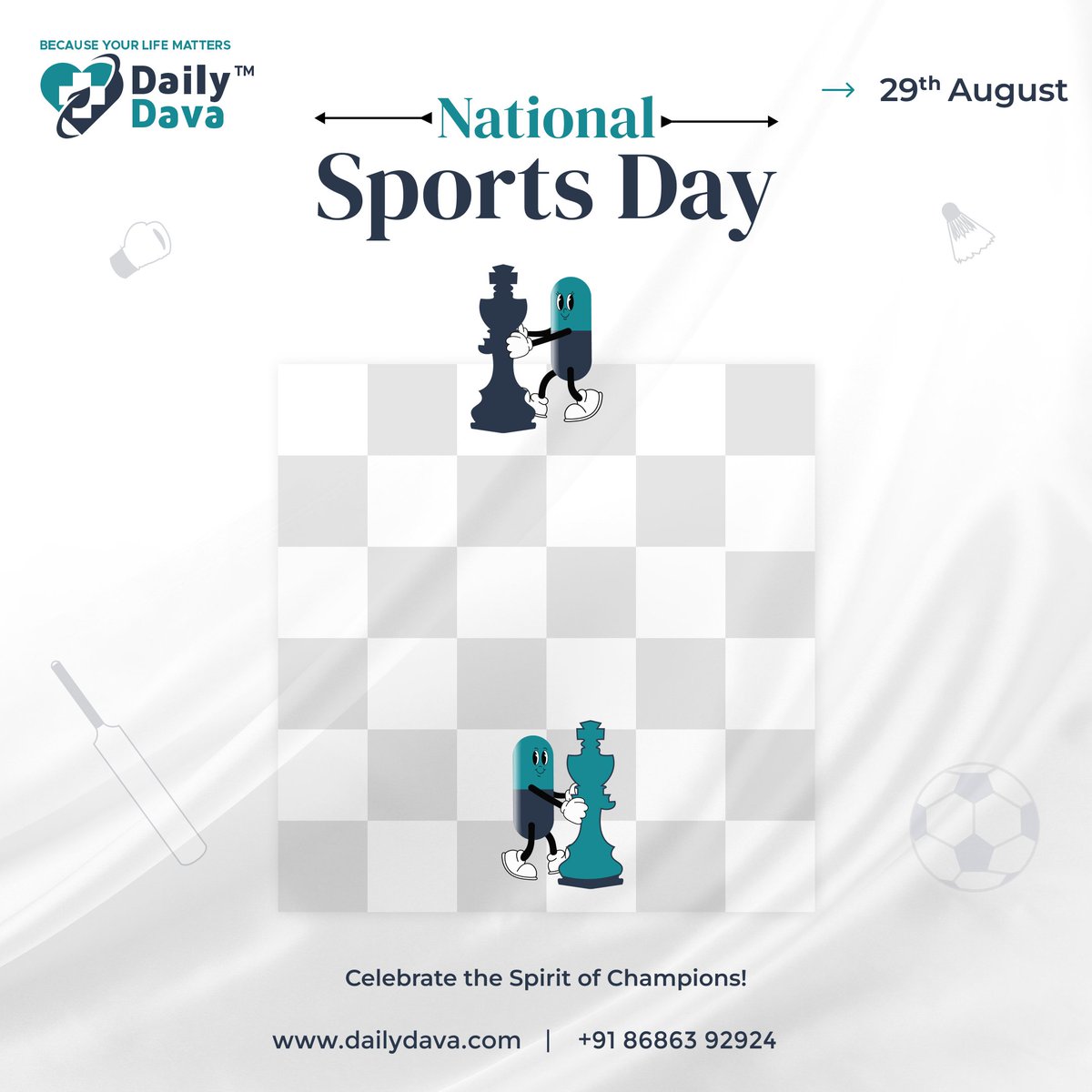 DailyDava's tweet photo. On National Sports Day, let’s celebrate the spirit of fitness and the champions among us who inspire healthy living! At Daily Dava, we’re dedicated to supporting your wellness journey every step of the way. Stay active, stay healthy! 🏅 🏃‍♂️💪

#NationalSportsDay #DailyDava https://t.co/LCiuzmpB5D