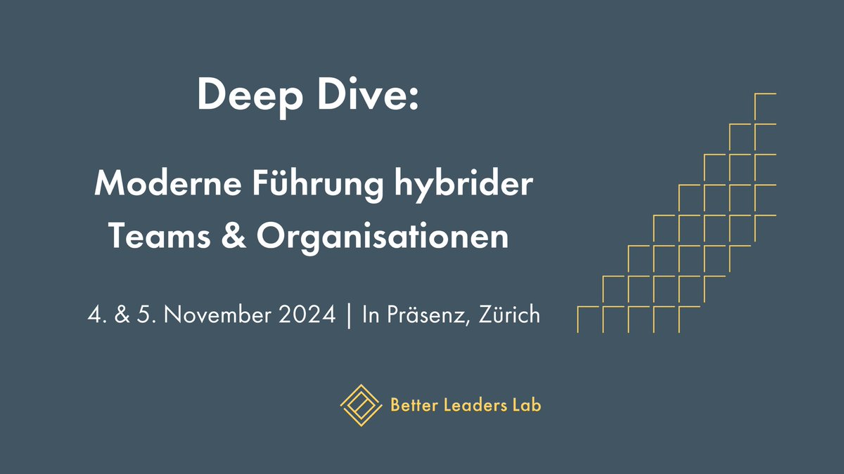 Der Herbst 🍂 ist ein wunderbarer Zeitpunkt, um in die eigenen Führungskompetenzen zu investieren.

Wie? Präsenzkurs von <a href="/BetterLeaders_/">Better Leaders Lab</a> 
Was? Moderne Führung hybrider Teams
Wann? 4. &amp; 5. November 
Wo? #Zürich
Warum? betterleaderslab.com/de/academy/dee…

Warum JETZT? Early Bird 🦜nur bis 2.9.
