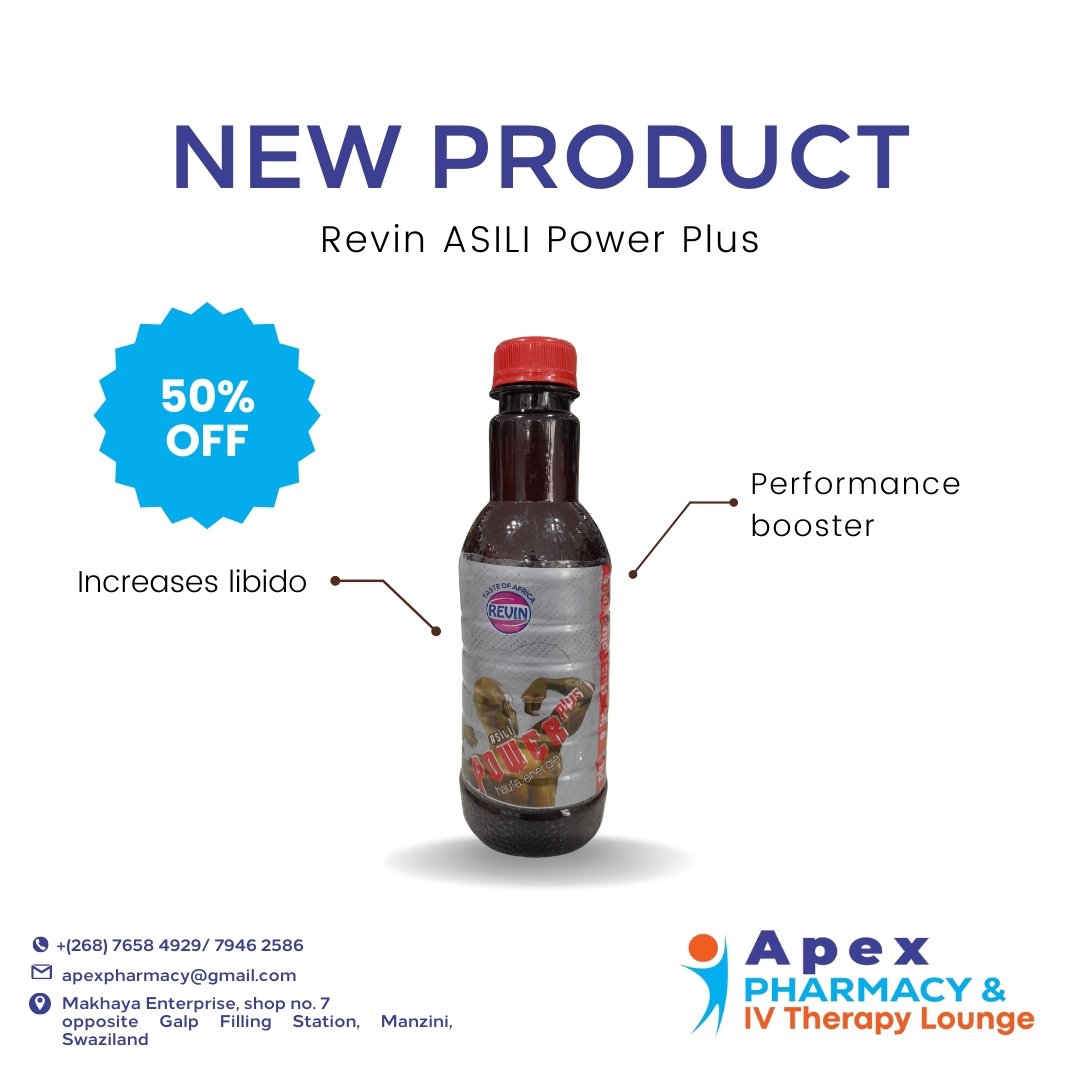 TheApexPharmacy's tweet image. Elevate your performance with Revin Asili Power Plus! ⚡ This invigorating drink boosts energy, enhances libido, and revitalizes your body and mind. Experience the difference. Enjoy the 50% off offer!  #RevinAsili #PowerPlus #EnergyBoost #ApexHealthWellnessPharmacy