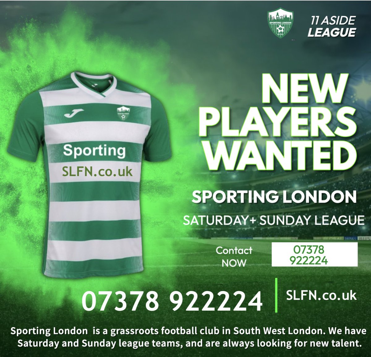 Looking for a new grassroots football team in South London?  Join Sporting London &amp; start playing this weekend. SLFN.co.uk is where to find them. #Chiesa