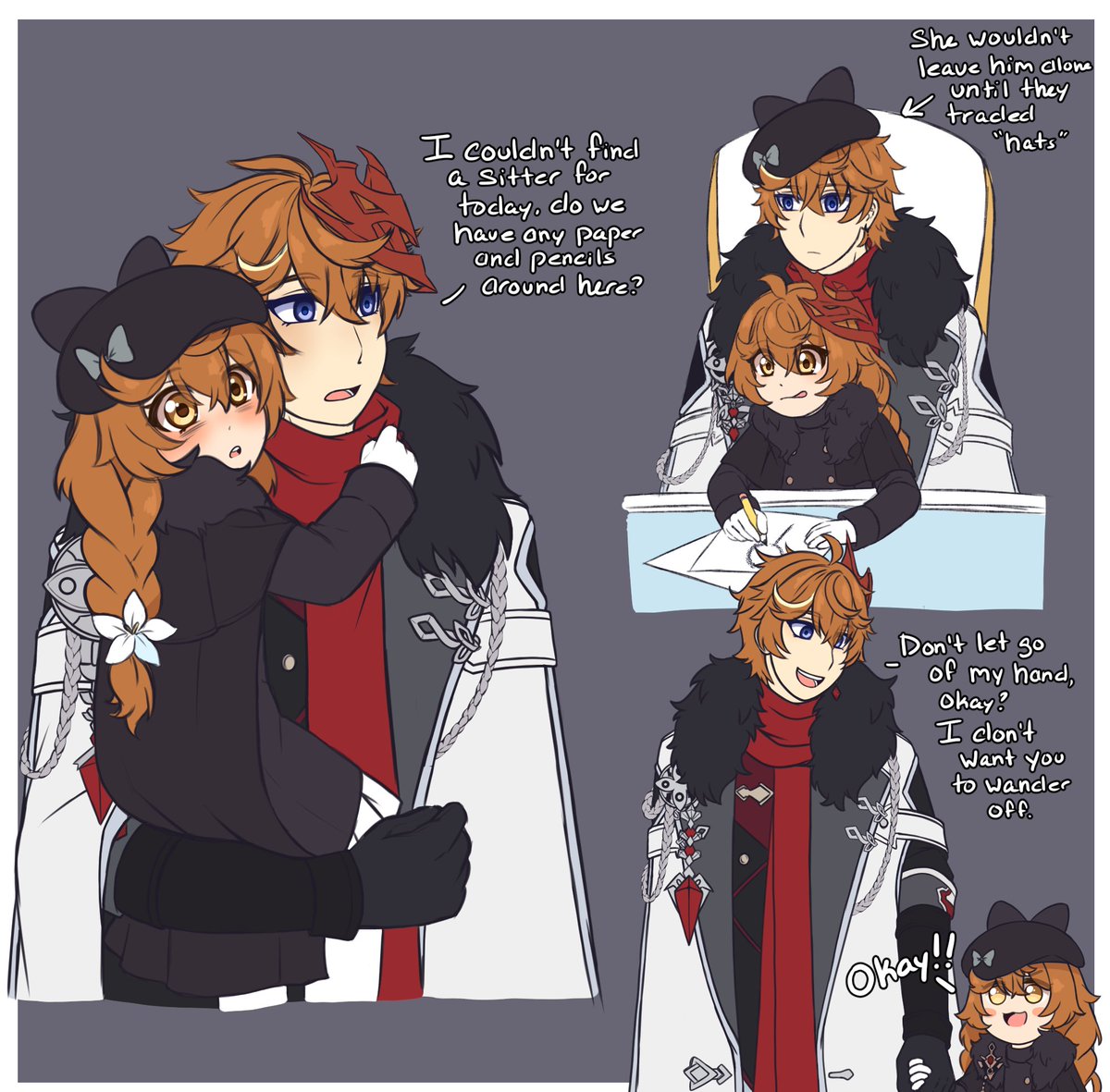 when lumine isn't home its take your daughter to work day 🤗

#chilumi #タル蛍 #genshintwt