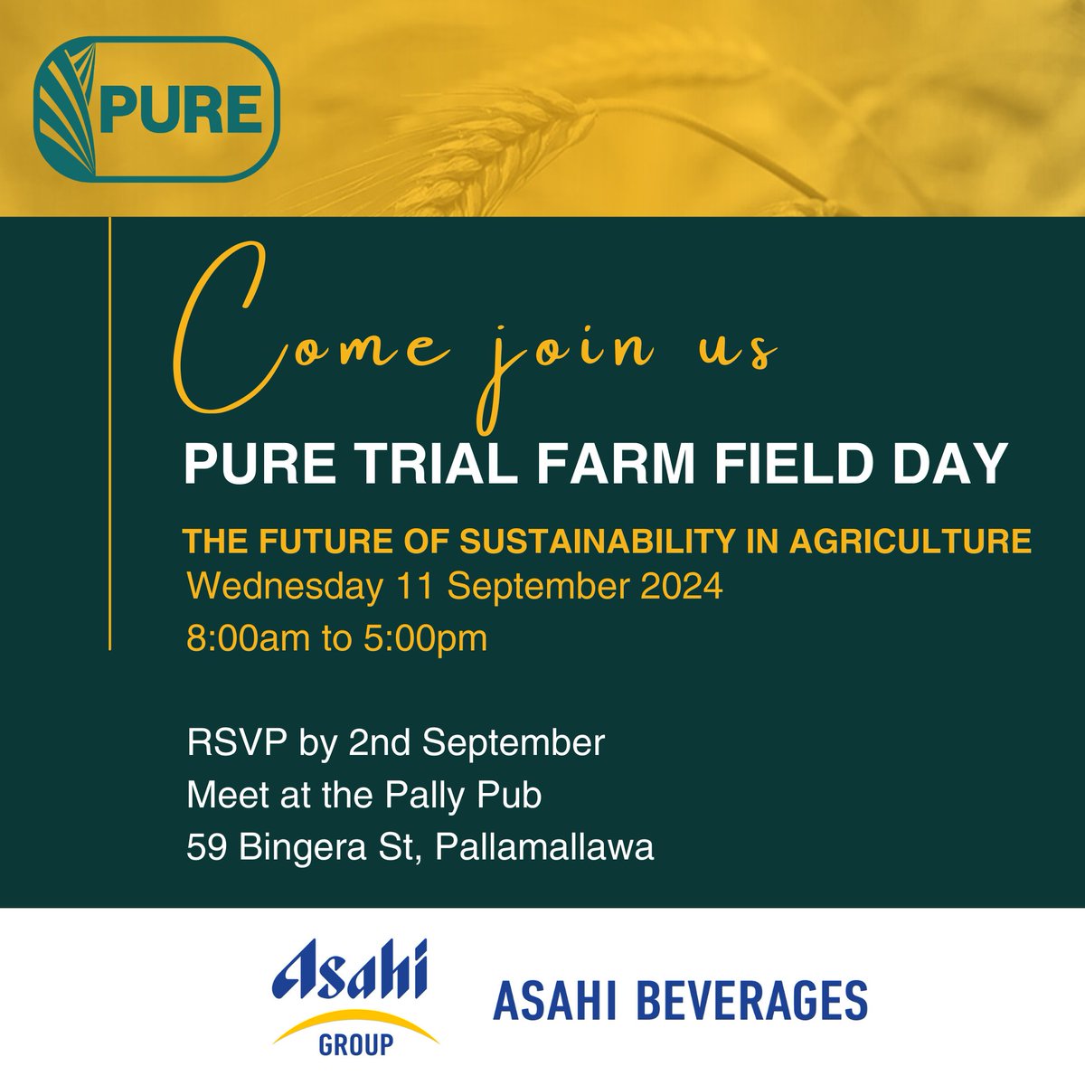 🌱 The PURE Trial Farm Field Day on 11 Sept features a trade show, expert panel, and insights on sustainable farming. Partnered with Asahi Beverages.🚜
Register now: events.humanitix.com/puretrialfarm #AgChatOz