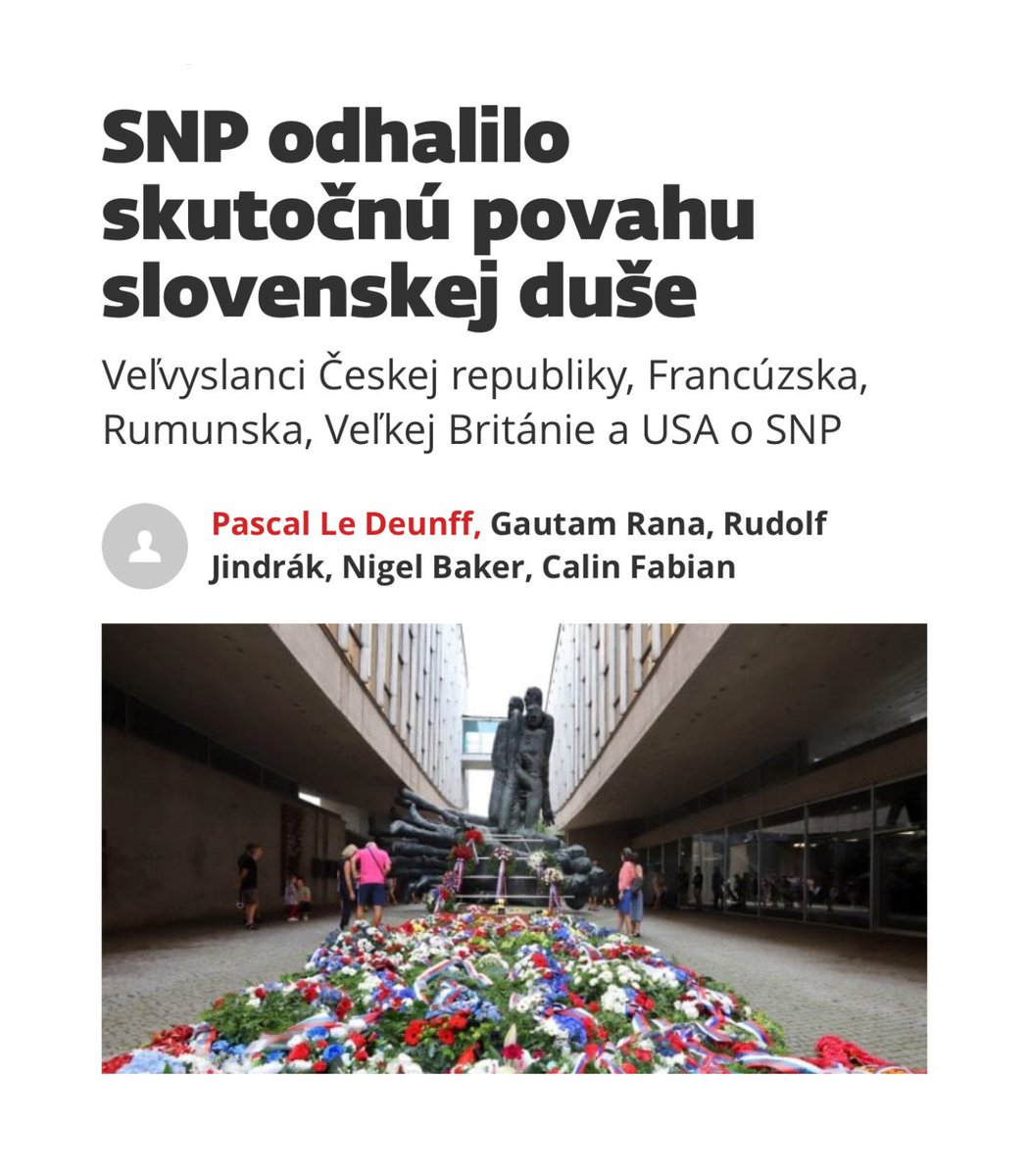 UKinSlovakia's tweet photo. Prečítajte si v čase blížiaceho sa výročia #SNP80 článok o podpore povstania západnými spojencami, od veľvyslancov 🇨🇿, 🇫🇷, 🇷🇴, 🇺🇸 a 🇬🇧 @NigelMBaker1. Zistite viac o význame vtedajšej spojeneckej pomoci pre 🇸🇰.
https://t.co/PPVGiQnefr https://t.co/zLDMaAlG0s