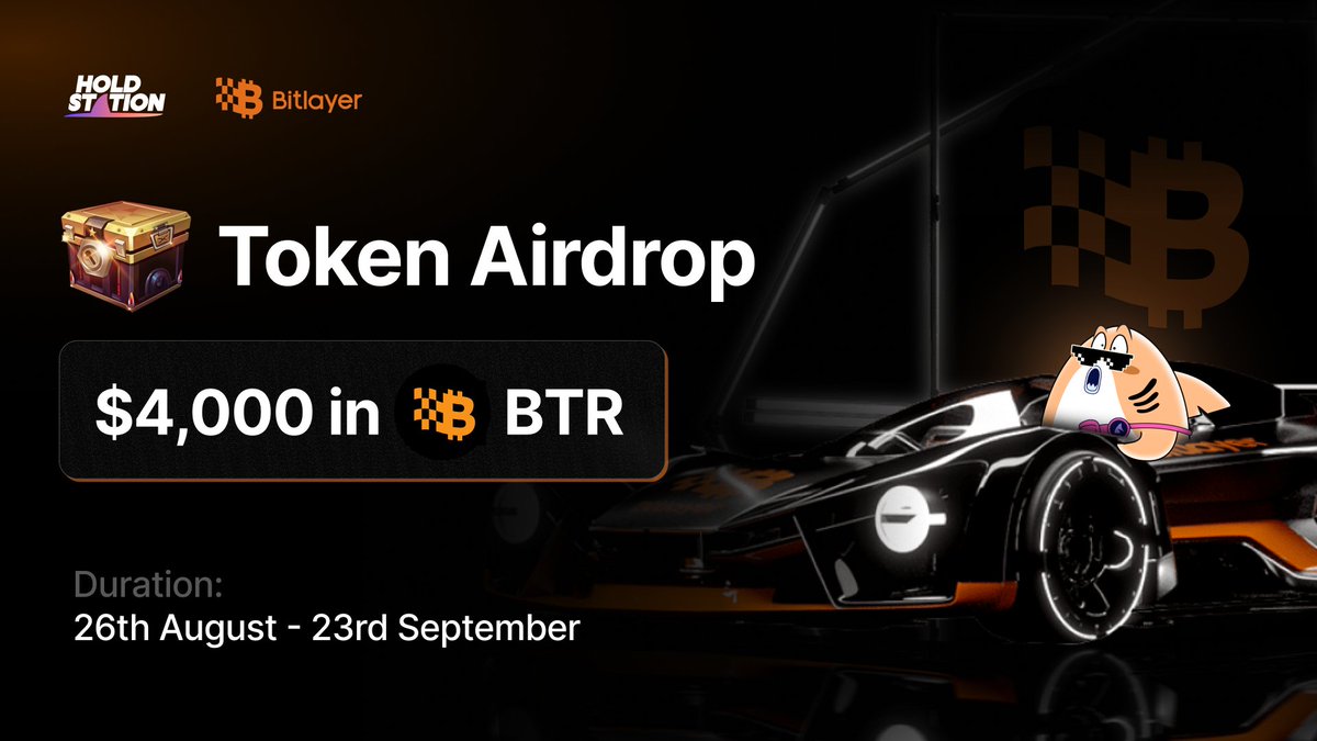 HoldstationW's tweet image. 🏎 Start your engines, racers! $4,000 BTR Airdrop is HERE
Join the race with @BitlayerLabs, pioneers of the first #Bitcoin security equivalent Layer2. Open up to $300 worth of $BTR in Holdstation Treasure Chests!
🎯 How - Enter the Earn - Daily Quest section and complete tasks…