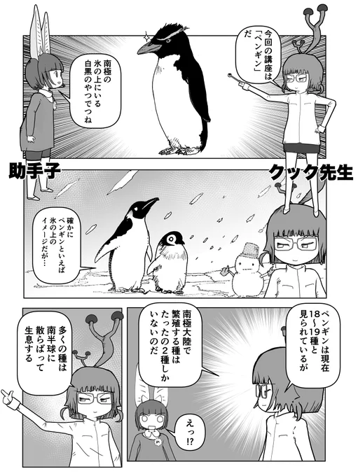 色々と誤解されてそうな動物を漫画で解説していくぞい。
第8回「ペンギン」1/2
#ペンギン #南極 #鳥類 #鳥 #動物園 #水族館
#漫画が読めるハッシュタグ #クック先生の動物講座 