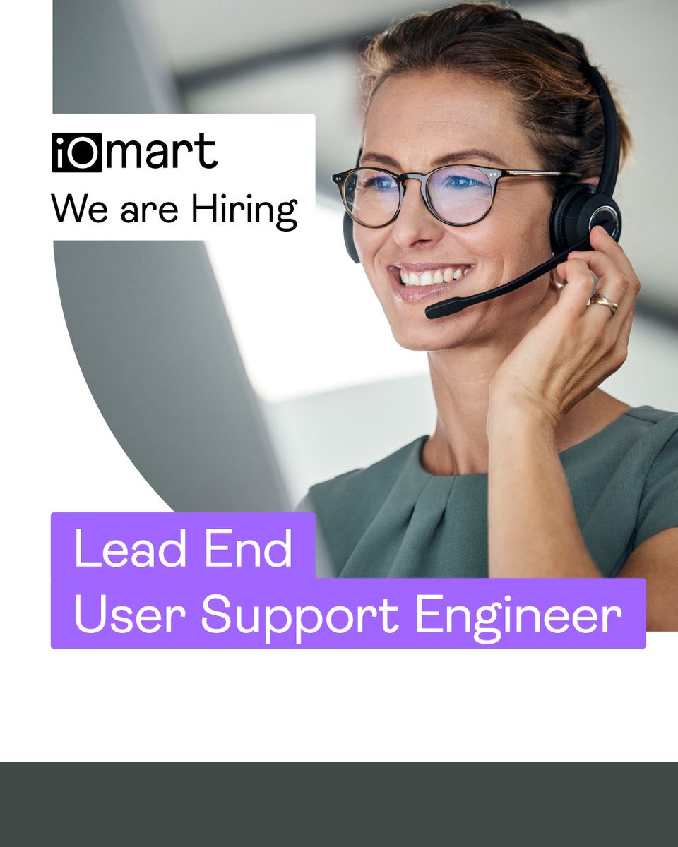 We're looking for a Lead End User #SupportEngineer to support our IT #infrastructure and ensure the smooth operation of our computer systems. If that sounds like your kind of role, we'd love to chat! Apply now ➡️ careers-iomart.icims.com/jobs/1741/lead…

#careers #hiring #techjobs #jobopening