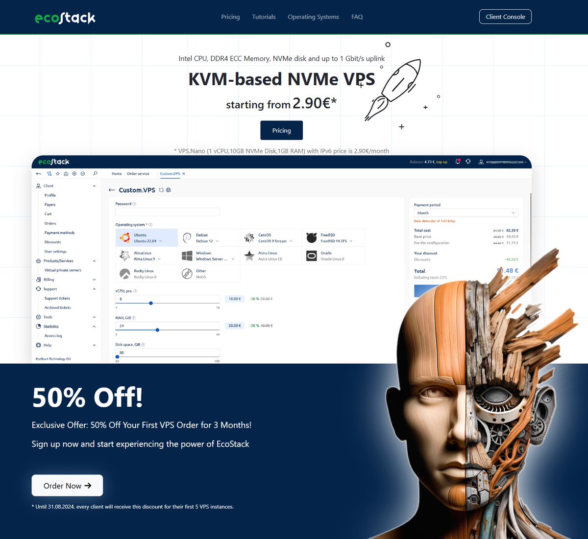 eco_stack's tweet image. Discover high performance with EcoStack Cloud NVMe VPS! Prices start at just €2.90. 

Plus, we&apos;re giving every customer a free IPv6 VPS! Visit our website for details and to order now. 🚀 

#VPS #EcoStackCloud ecostack.cloud