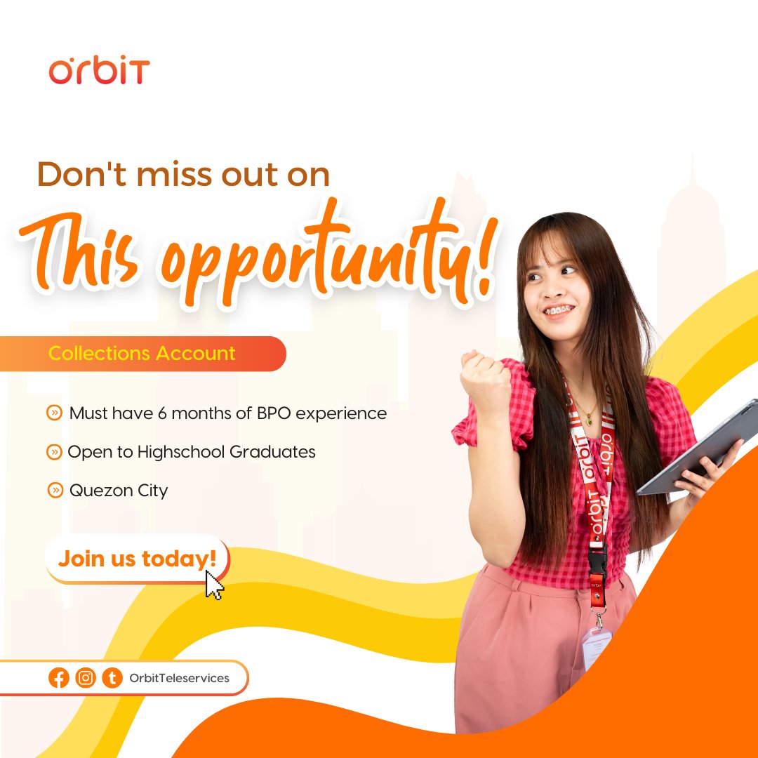 OrbitCareerHub's tweet photo. Don't let this incredible opportunity pass you by! Seize the moment and take the next step toward a brighter future today. Apply now!

Apply Here: https://t.co/tFgySIS3xM https://t.co/H3IHcVrxli