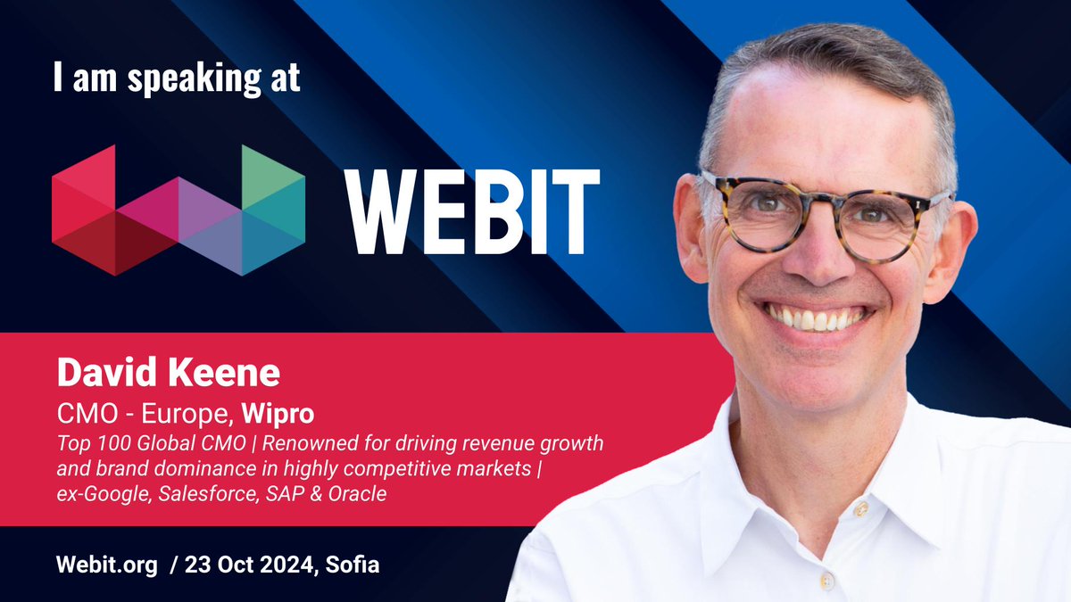 🎉 We’re thrilled to announce David Keene, CMO - Europe, <a href="/Wipro/">Wipro</a>  as a new addition to our speakers lineup at Webit Festival 2024! 🎉
webit.org/festival-europ…

Join us in welcoming David and be part of the conversation! #Webit2024 #CMO #B2BMarketing #TechLeader