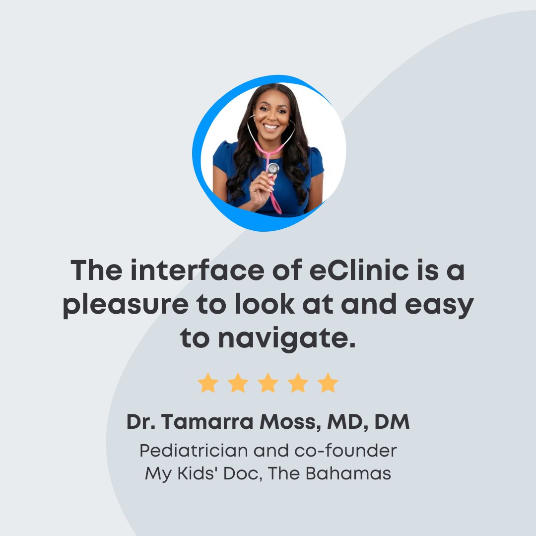 🌟 Customer Testimonial Spotlight: Dr. Tamarra Moss, MD, DM (Pediatrician) 🌟

"Overall, eClinic has proven to be a valuable addition to the daily operations at my clinic, and I'm happy I made the choice to see what they had to offer."

Thank you, Dr. Moss! #eclinic #ehr #emr