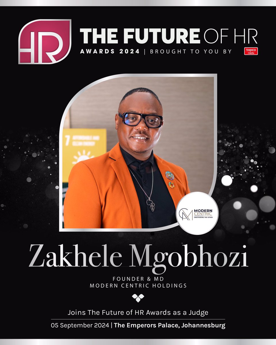 Modern Centric Holdings (@moderncentricza) on Twitter photo We're proud to announce that our Managing Director and Founder, <a href="/zakhelemgobhozi/">Zakhele Mgobhozi</a> , has been selected to join the esteemed panel of judges at the <a href="/Future_of_HR/">Future of HR</a> awards , recognising our company's commitment to innovation and excellence in HR. Thank you <a href="/Topco_Media/">Topco Media</a> . #FOHR We're proud to announce that our Managing Director and Founder, <a href="/zakhelemgobhozi/">Zakhele Mgobhozi</a> , has been selected to join the esteemed panel of judges at the <a href="/Future_of_HR/">Future of HR</a> awards , recognising our company's commitment to innovation and excellence in HR. Thank you <a href="/Topco_Media/">Topco Media</a> . #FOHR