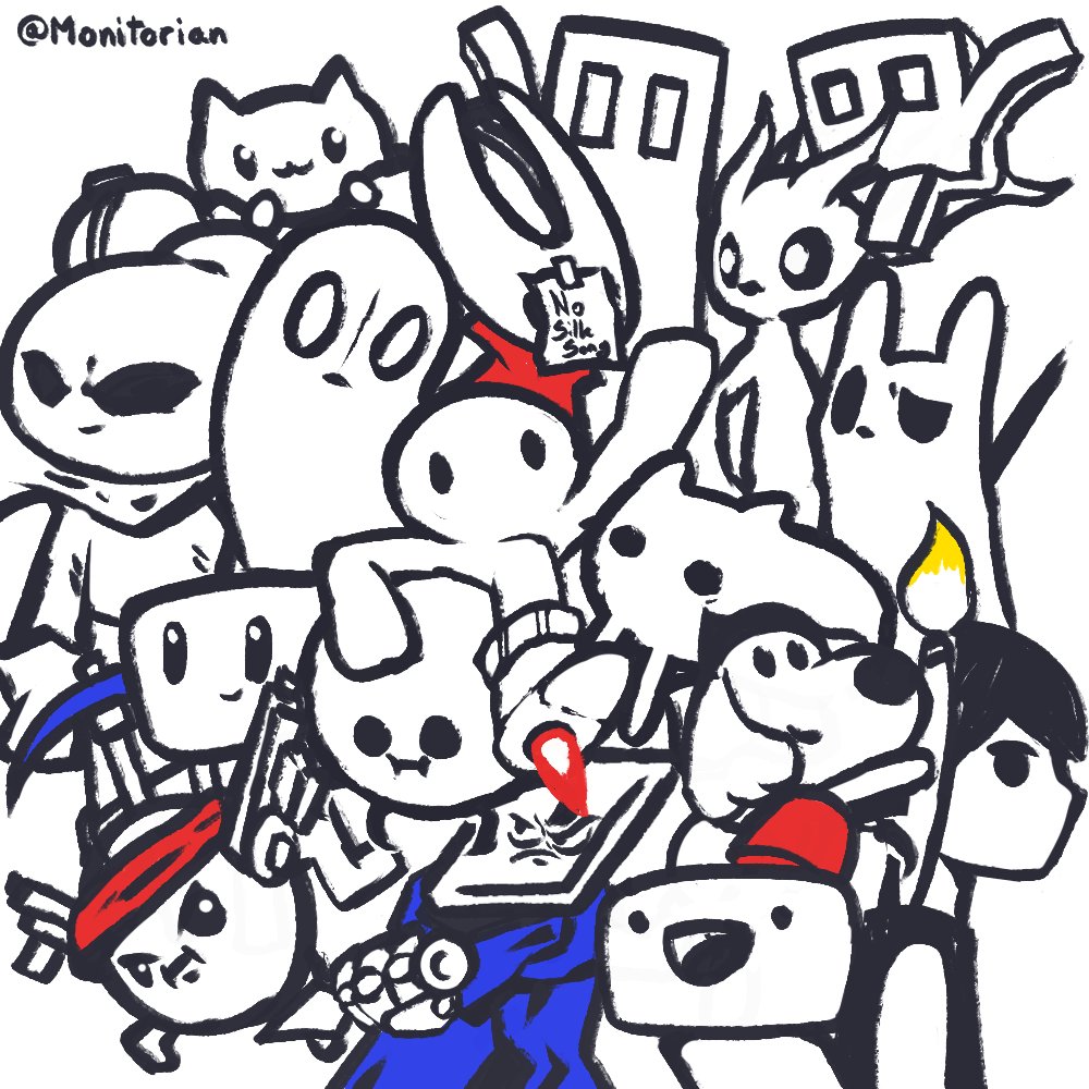 Monitorian's tweet photo. White colored characters from some indie video games!

#indiegameart https://t.co/2koJmAOGDi