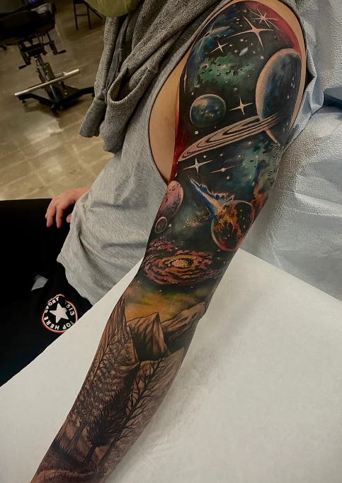 Inkebration's tweet photo. Awesome Sleeve by Justin Param 👌

What are your thought on this one ? 🤔

https://t.co/InvXGy08iJ

#tattoo #inked #ink #sleeve #artwork #space #moon #planets #galaxy #stars #mountains #landscape #colourtattoos #tattodo https://t.co/CijigIkwEW