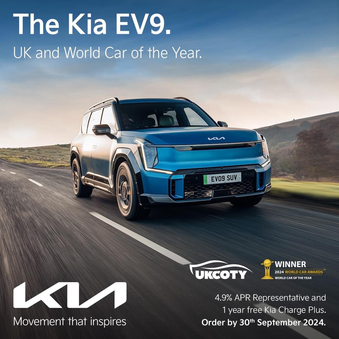 PremAutomotive's tweet photo. The Kia EV9 - winner of @UKCOTY and @WorldCarAwards - is now available with 4.9% APR Representative and 1 Year Free Kia Charge Plus 🔋
Don’t miss out! Offer ends 30th September 2024 🚙
📧 sales@premier-car.co.uk
@KiaUK
#Kia #EV9 #UKCOTY #WorldCarAwards #electriccar #EV https://t.co/ow62mrtt4O