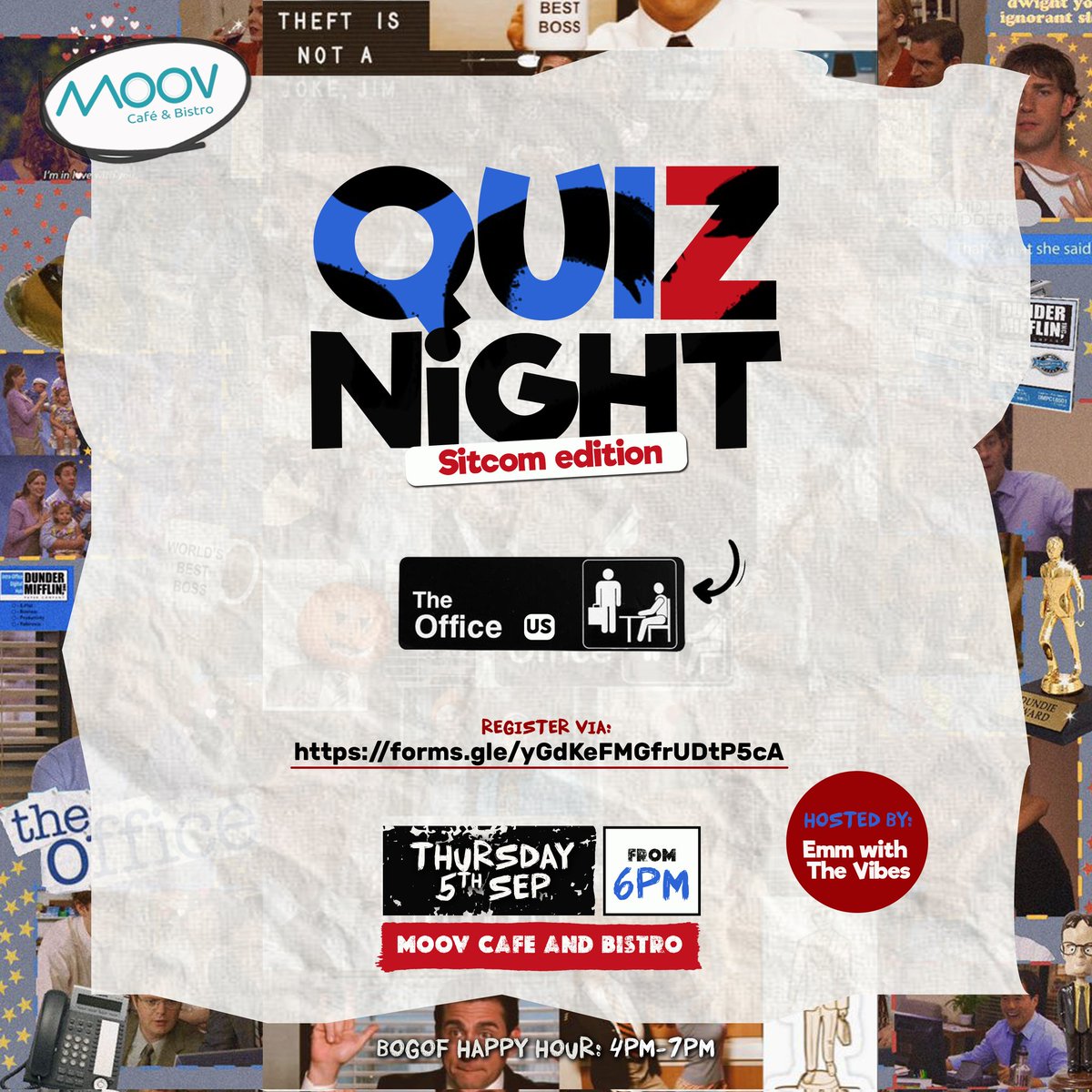 Maaaan I don't feel like people are doing them fun silly bar games anymore. Anyway, I'm fixing that on 5 Sept. Hosting a sitcom themed quiz night <a href="/moov_bistro/">Moov Café & Bistro</a> with music from Fresh Prince of Nairobi @DjJone4 . 
Limited Slots available. Register here! docs.google.com/forms/d/e/1FAI…