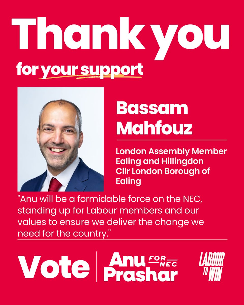 Bassam Mahfouz AM (@bassammahfouz) on Twitter photo Today ballots will arrive for the #Labour NEC. I'll be using my votes to back brilliant campaigners <a href="/anuox/">Anu</a> , <a href="/_petermason/">Peter Mason</a> , <a href="/AbdiDuale_/">Abdi Duale</a> & others who know what it takes for #LabourToWin and deliver Labour values in government. Here's why I'm backing Anu! Today ballots will arrive for the #Labour NEC. I'll be using my votes to back brilliant campaigners <a href="/anuox/">Anu</a> , <a href="/_petermason/">Peter Mason</a> , <a href="/AbdiDuale_/">Abdi Duale</a> & others who know what it takes for #LabourToWin and deliver Labour values in government. Here's why I'm backing Anu!