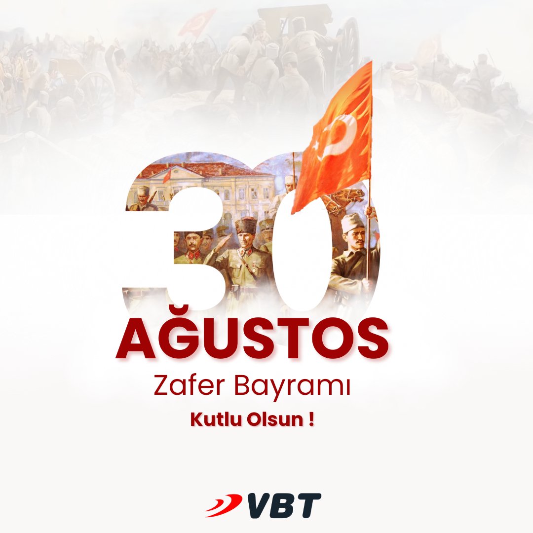 vbtyazilim's tweet photo. VBT Yazılım ailesi olarak, 30 Ağustos Zafer Bayramımızı coşkuyla kutluyoruz! Ulu Önder Mustafa Kemal Atatürk’ün açtığı yolda, teknolojinin gücüyle Türkiye’yi dijital dünyada öncü kılma yolunda her geçen gün durmaksızın çalışıyoruz.
#30Ağustos #ZaferBayramı #VBT #VBTYazilim https://t.co/6wXBE0t1AW