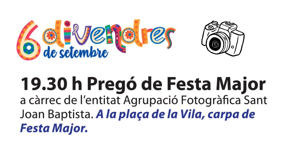 Aquest any fem 75 anys de la creació de l'Agrupació i tenim l'honor de fer el pregó de les festes d'aquest any!
Gràcies a l'ajuntament per aquesta oportunitat.
Us hi esperem!
#FestaMajorSAB2024 #santadriadebesos #fotografia