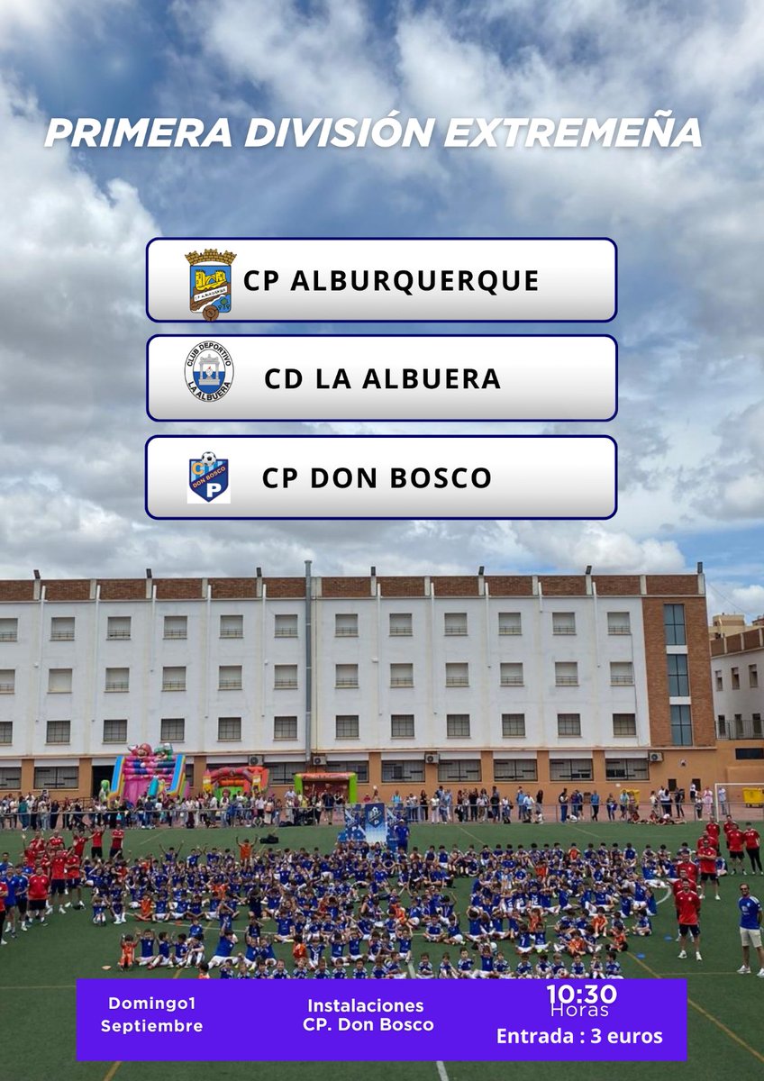 ⚽ PRIMERA DIVISION EXTREMEÑA ⚽

El Domingo dia 1 de Septiembre el Primera División Extremeña jugará su primer encuentro amistoso en nuestras instalaciones ante el CP. Alburquerque y el CD. La Albuera.

#Ysisi?
#unaformadiferentedeentendereldeportebase
#lafamiliaqueunoelige