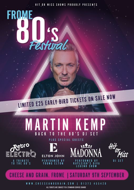 Cheese and Grain (@cheeseandgrain) on Twitter photo The one and only <a href="/RealMartinKemp/">Martin Kemp</a> returns to our stage to headline Frome 80s Festival this November.
Limited early bird tickets are on sale via cheeseandgrain.com/events/80s-fes… The one and only <a href="/RealMartinKemp/">Martin Kemp</a> returns to our stage to headline Frome 80s Festival this November.
Limited early bird tickets are on sale via cheeseandgrain.com/events/80s-fes…