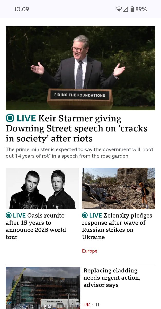 Don't normally comment publicly on order of news stories on the Beeb but with multiple wars on, housing crisis, riots etc not quite sure the reunion of a band is worthy of second place.